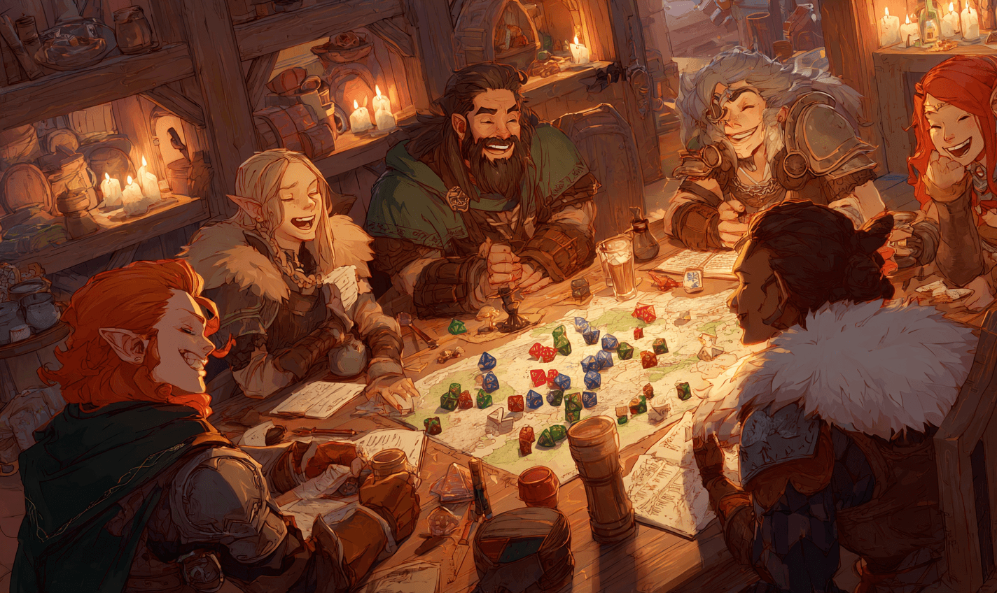 D&D adventurers around a table